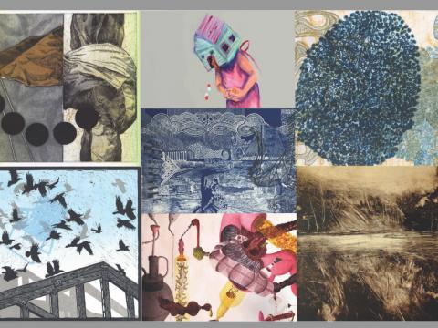 Image of works that will be featured in the Beveled Edges exhibit