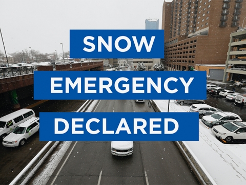 Snow Emergency declared graphic. 