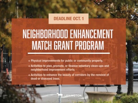 graphic that shows Main Street Lexington in fall colors with the grant deadline of Oct. 1