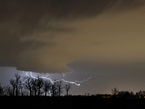 Lightning storm over the farm land in Lexington