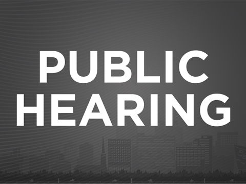 Graphic that reads public hearings