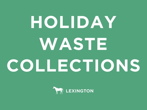 green background with white text: holiday waste collections 